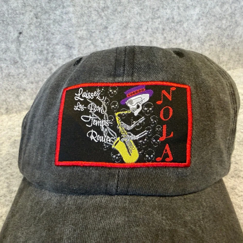Black/Gray faded wash NOLA Jazz adjustable baseball cap - Adult size